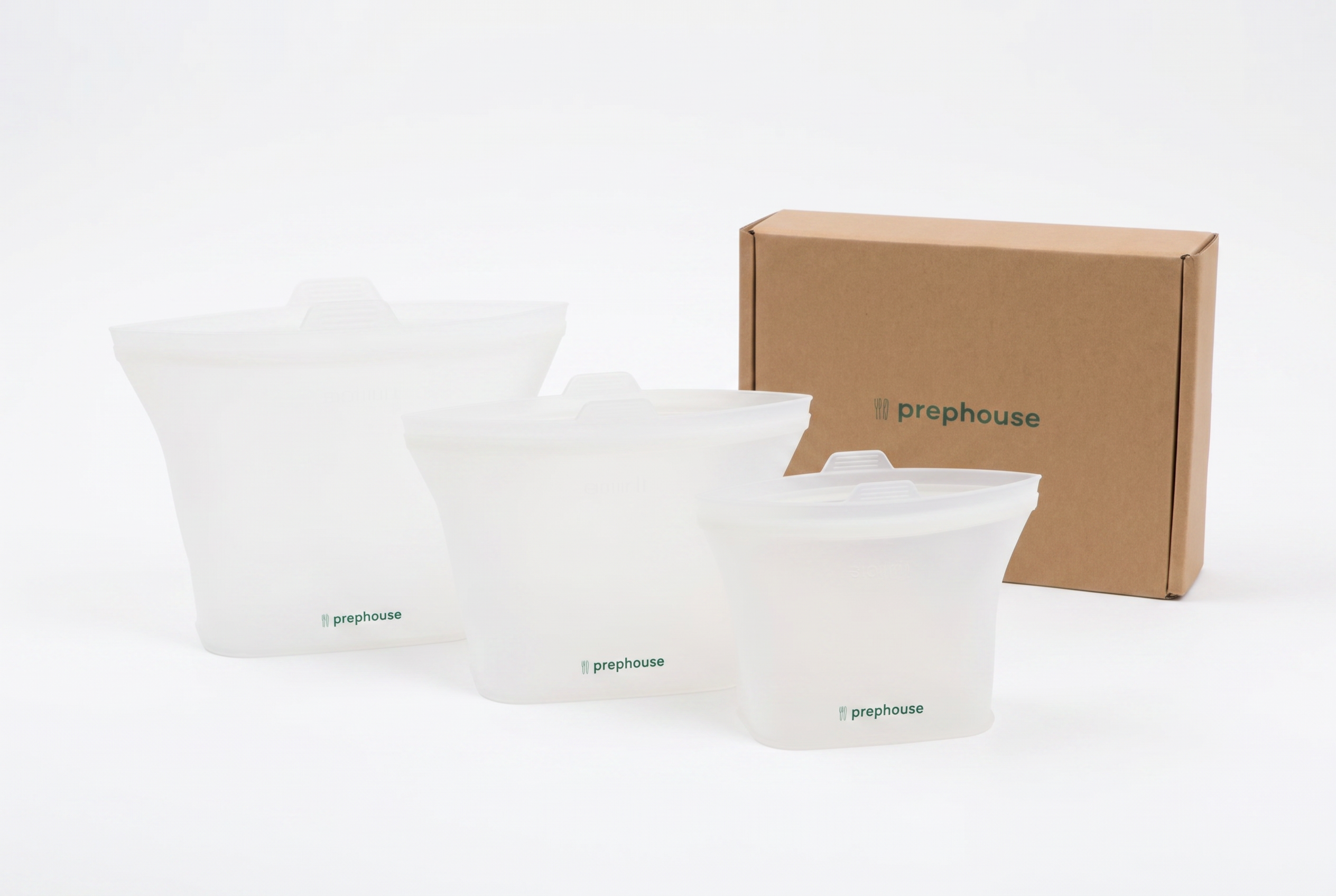 Silicone bags set of 3 with PrepHouse packaging box