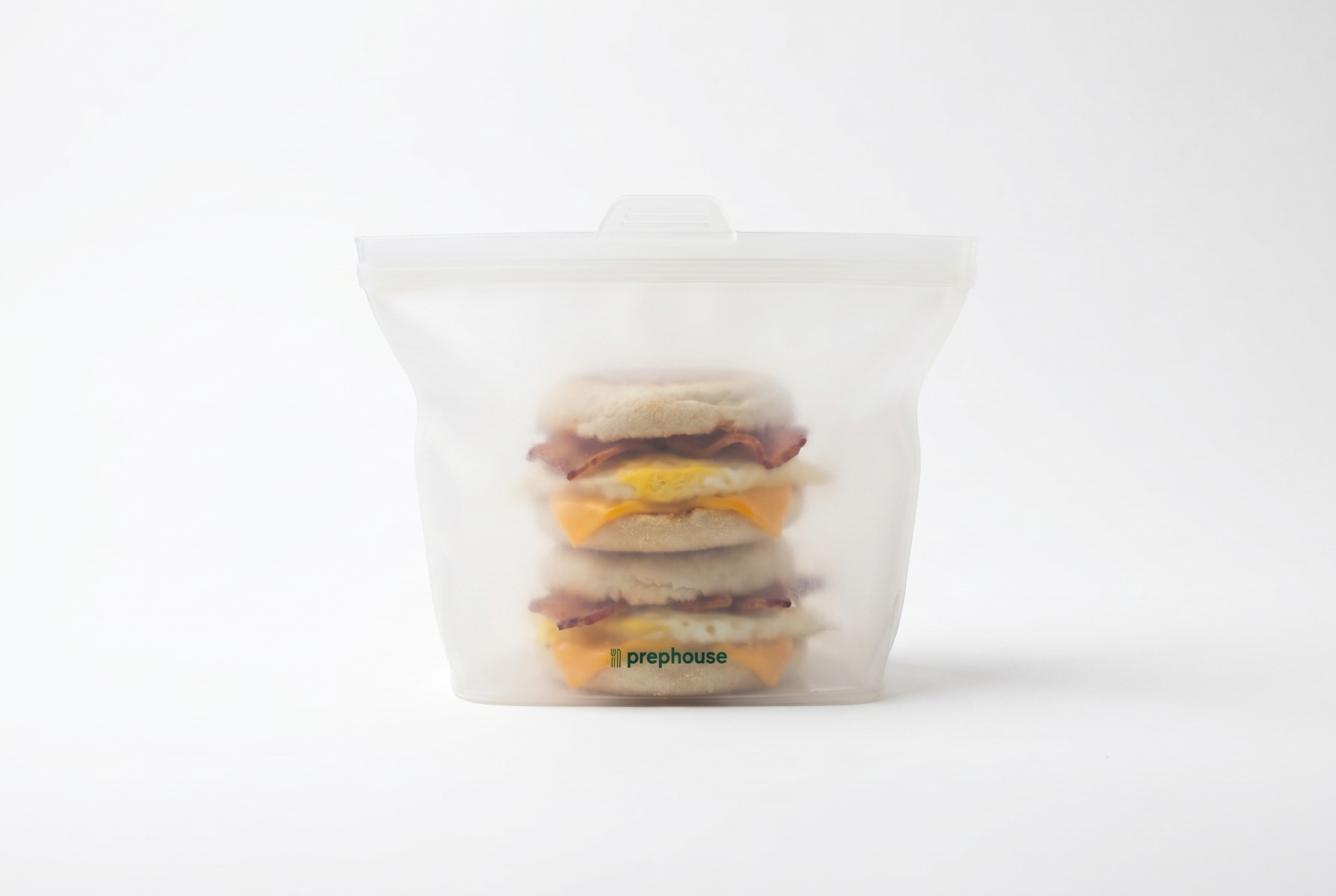 Silicone bag with breakfast sandwiches — grab and go meal prep